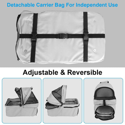 4 Wheels Pet Stroller Foldable with Removable Liner Storage Basket