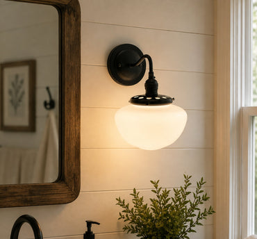 Opal Mushroom Schoolhouse Wall Sconce Light