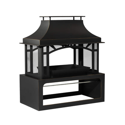 Alora 40-Inch Outdoor Steel Wood-Burning Backyard Fireplace Fire Pit (SAK45758)