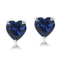 4.00 Ct Blue Sapphire Heart Shape Simulated Stud Earrings 14k White Gold