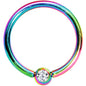 16G 3/8 Clear Crystal Rainbow Titanium BCR Captive Ring