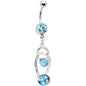 Aqua Gem Double Drop Horseshoes Belly Ring
