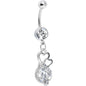 Crystalline Gem Dual Hearts Ellipse Belly Ring