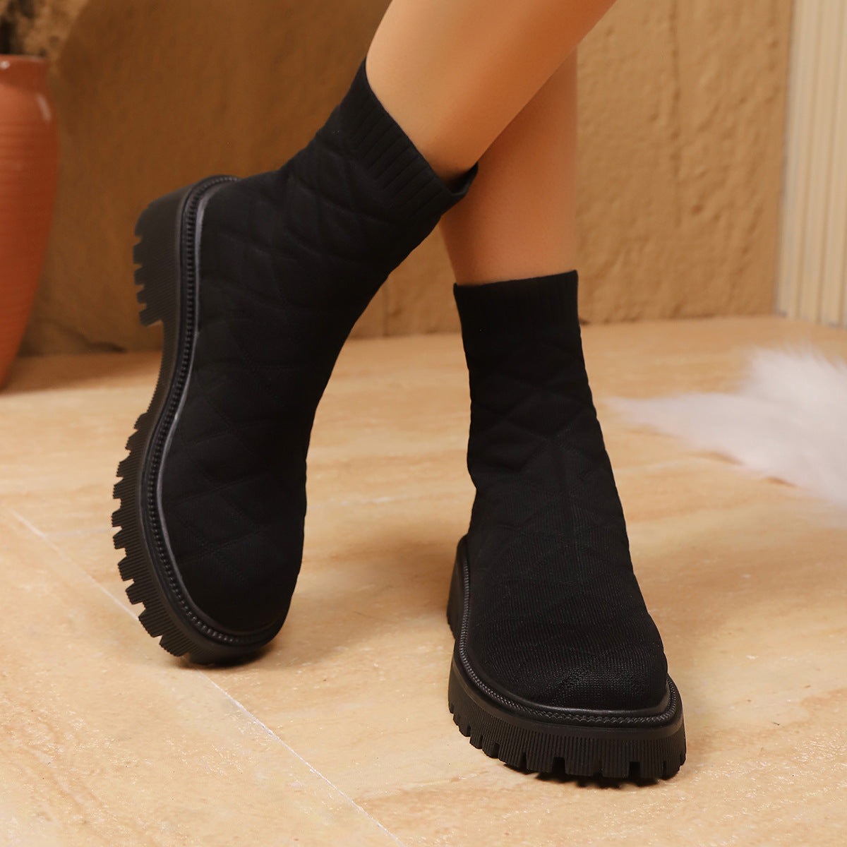 Womens Fashionable Plus-size Sports Socks And Ankle Boots
