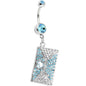 Aqua Gem Love Letter Dangle Belly Ring
