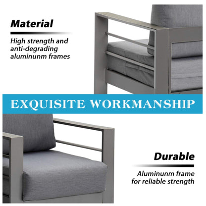 Outdoor Loveseat Aluminum Gray Dark Gray Olefin Cushions 50in