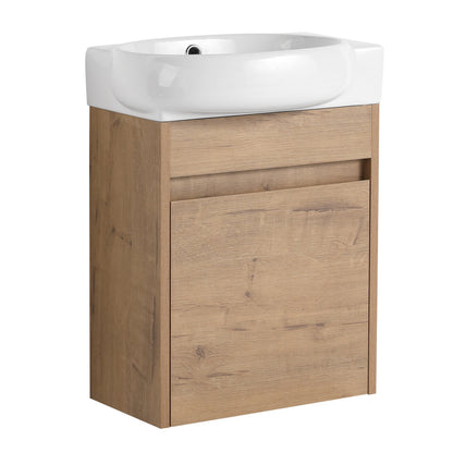 Soft Close Doors Bathroom Vanity With Sink, 16 Inch For Small Bathroom