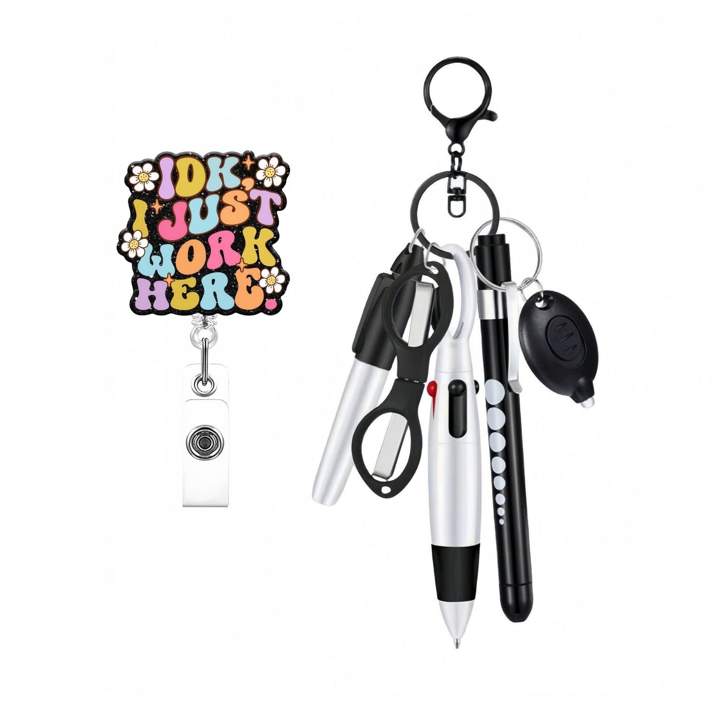 Retractable Nurse Pen Set Keychain With Flashlight