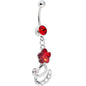 Red Gem Flower Flourish Belly Ring