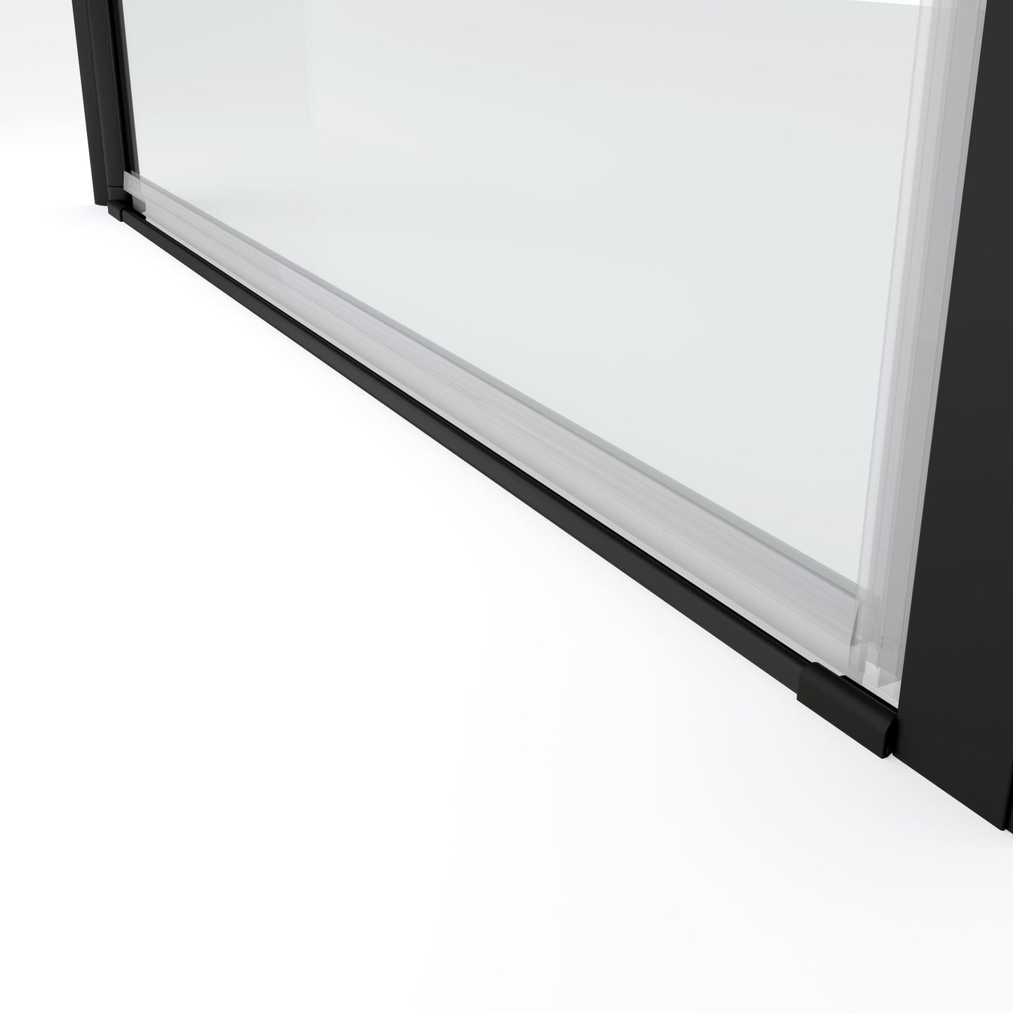 Universal Pivot Shower Door 24x72 Inch Matte Black 1/4' Tempered Glass Outswing