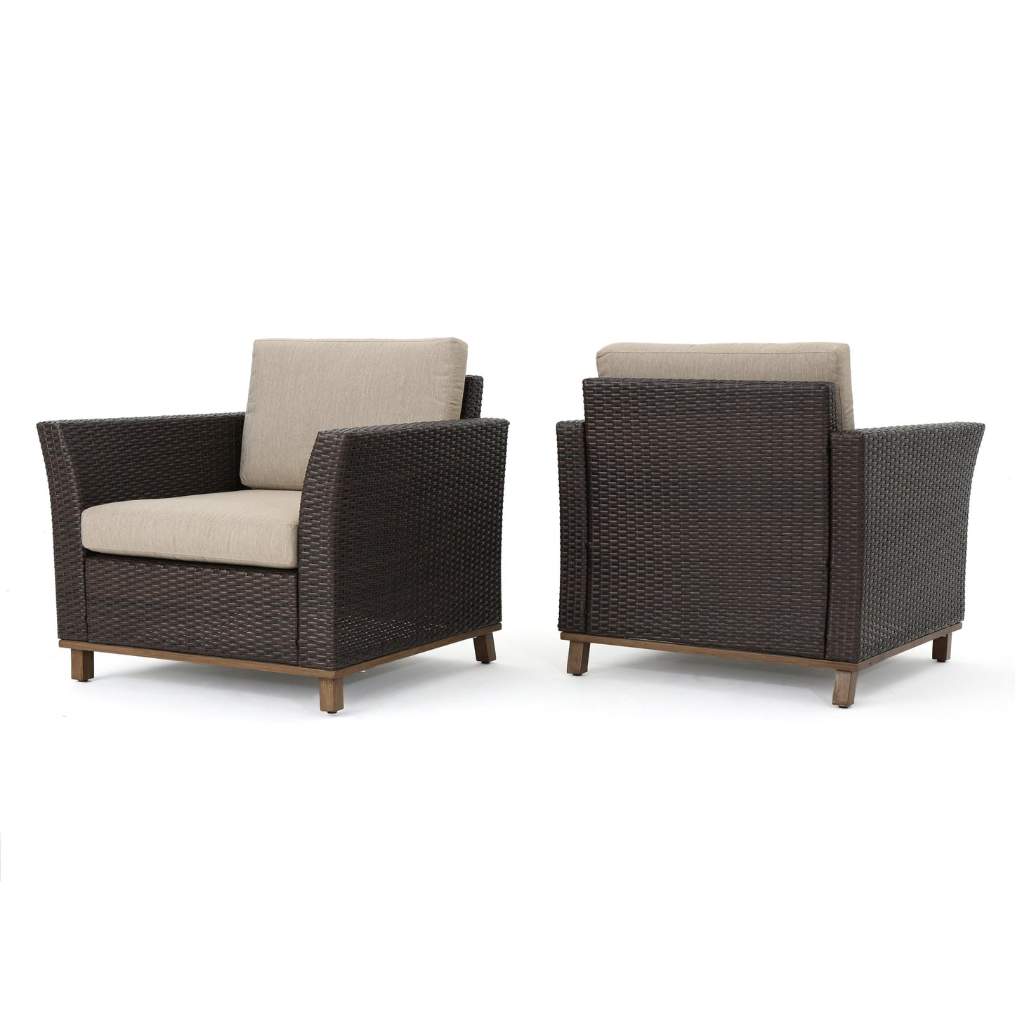 Club Chair PE Rattan Iron Brown Modern Outdoor