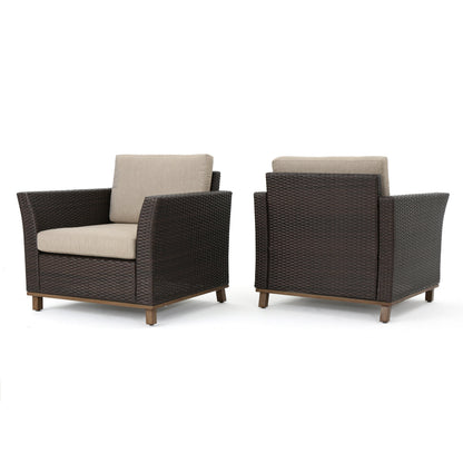 Club Chair PE Rattan Iron Brown Modern Outdoor