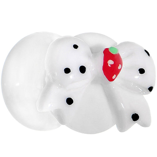 00G White Acrylic Berry Polka Dot Bow Saddle Plug