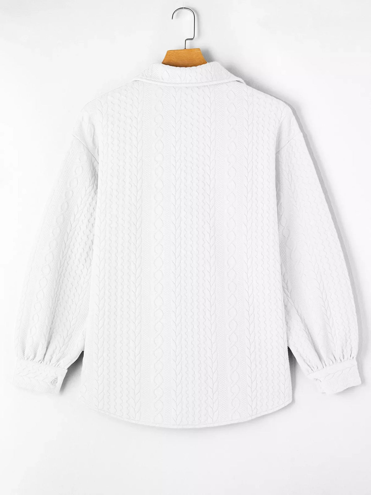 Cable Texture Puff Sleeve Loose Shacket