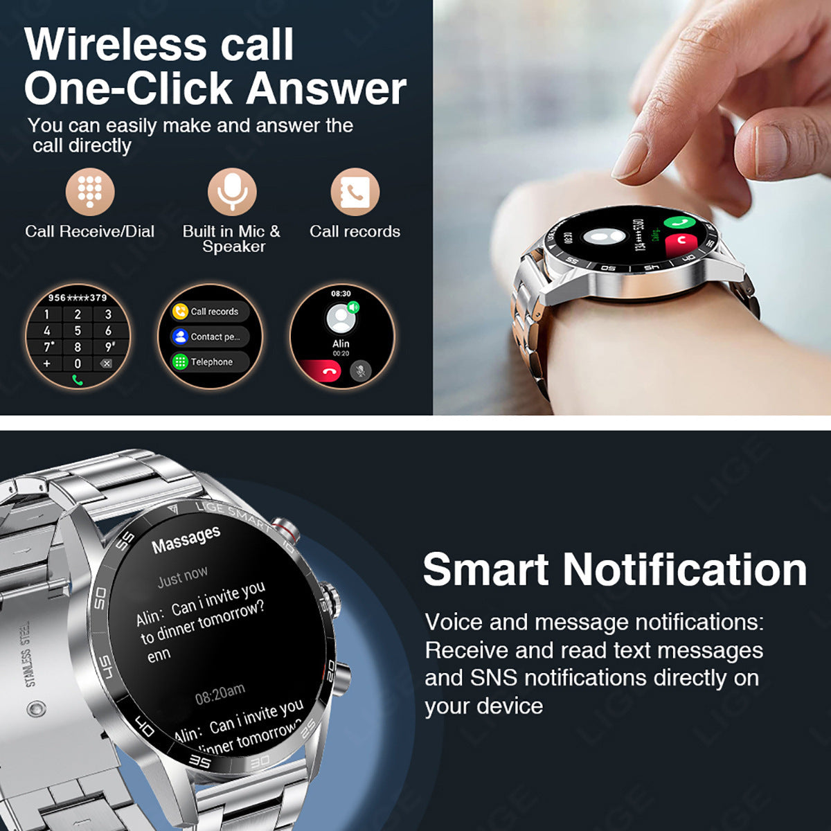 Multifunctional Bluetooth Smartwatch For Men With Blood Pressure And Heart Rate Monitoring