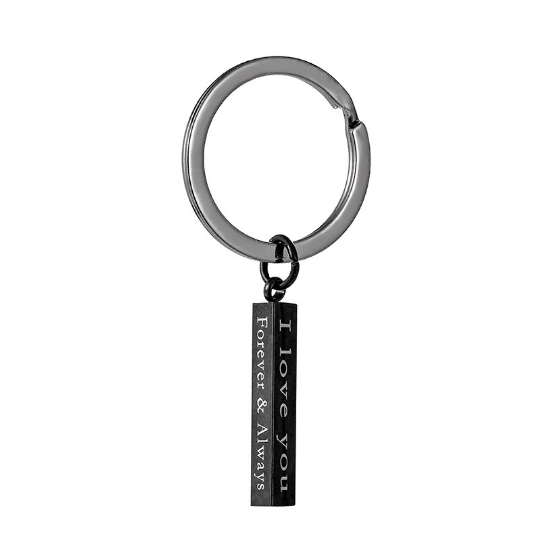 Creative Rectangular Double-sided Engraved Keychain Three-dimensional