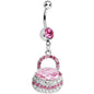 Pink Gem Pretty Purse Dangle Belly Ring