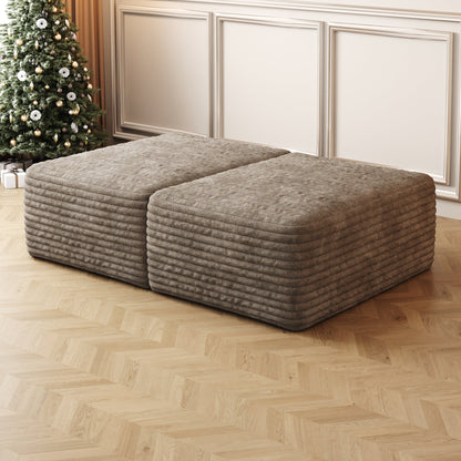 37.40' Sofa Ottoman, No Assembly Required, Camel Plush Corduroy Fabric