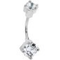 Crystalline Gem Double Round Tip Belly Ring