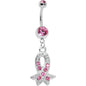 Pink Gem Breast Cancer Awareness Ribbon Belly Ring