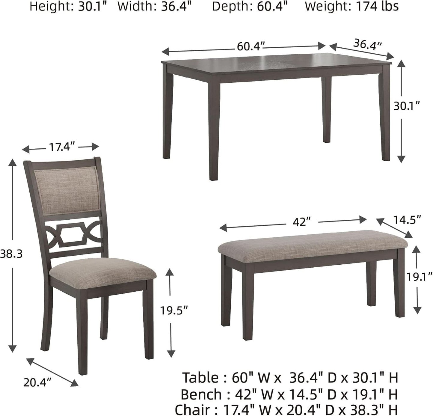 Diamond Patterned Dining Table Set Gray Walnut Stain