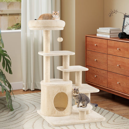 40 Inch Multi-level Cat Tower with Condo and Dangling Jingle Ball