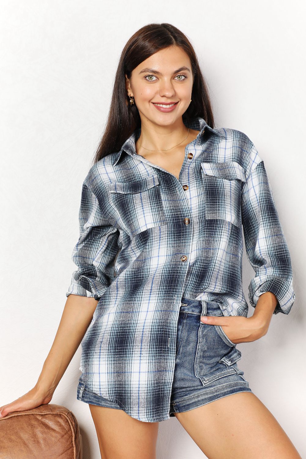 Oversized Plaid Shirt Women