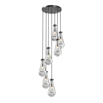 Chandelier 7-Light Pendant Adjustable Black Living Room Foyer Stairwell