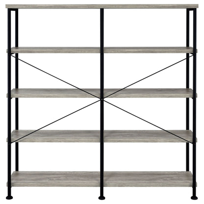 Analiese 63-inch 4-shelf Double Bookshelf Grey Driftwood