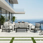 Outdoor Patio Set Aluminum Black Light Gray 4 Piece Seats 5