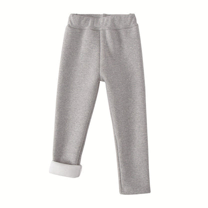 Fleece-lined Extra-thick Casual Pants For Kids