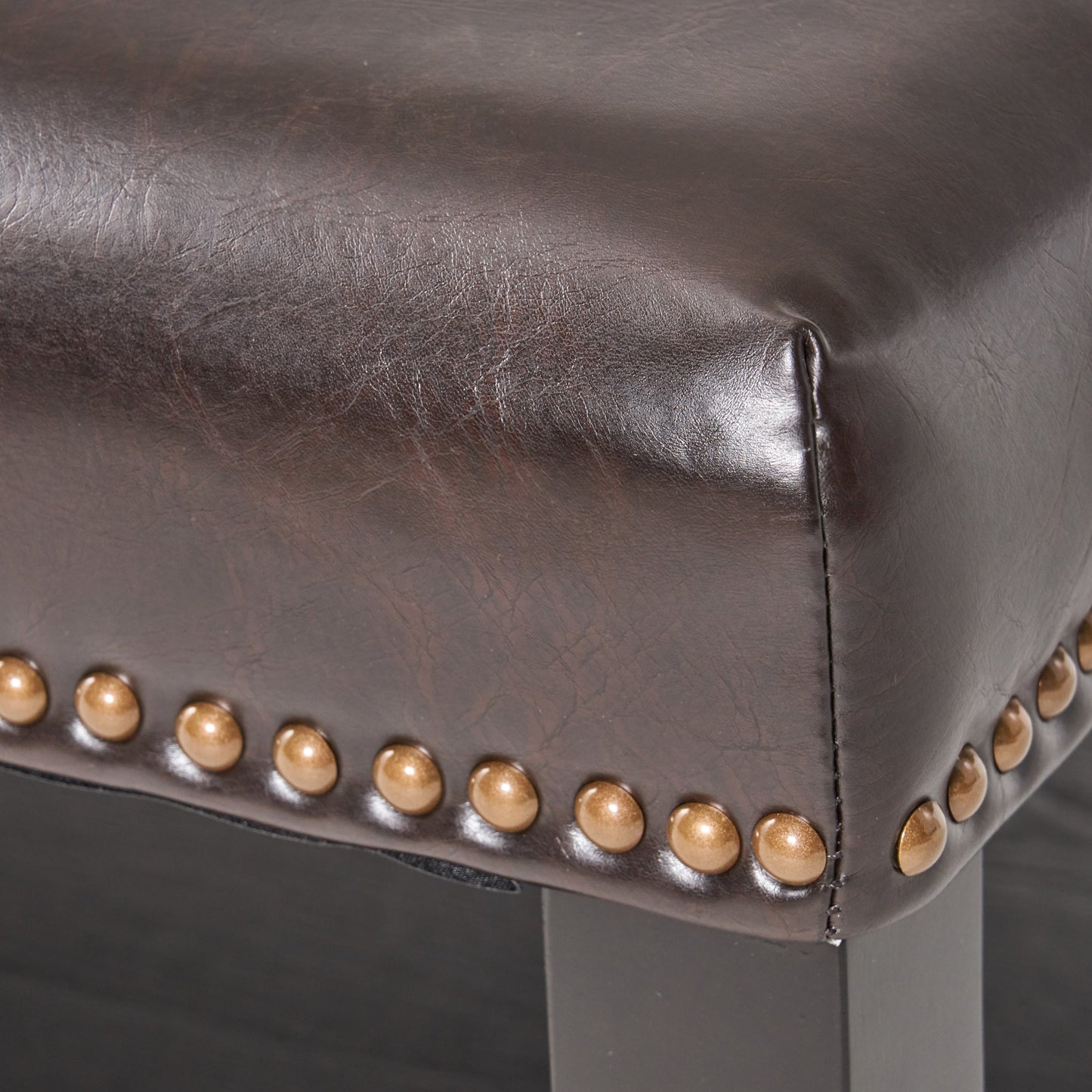 Large Square Ottoman Bench Faux Leather Coffee Table with Rack and Wood Legs