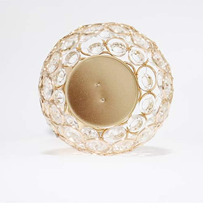 Gold Crystal Tealight Candle Holders Set for Decor