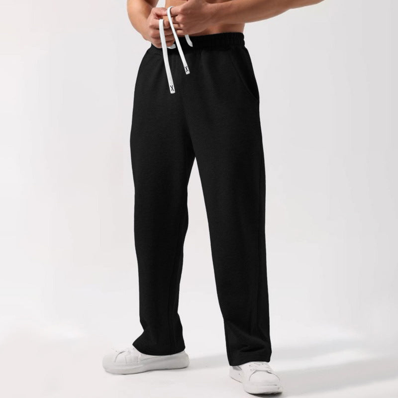 Male Solid Color Elastic-waist Drawstring Sweatpants