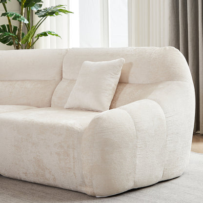 Sectional Sofa Curved Modular Chenille Beige 4 Seat 900 LB No Assembly