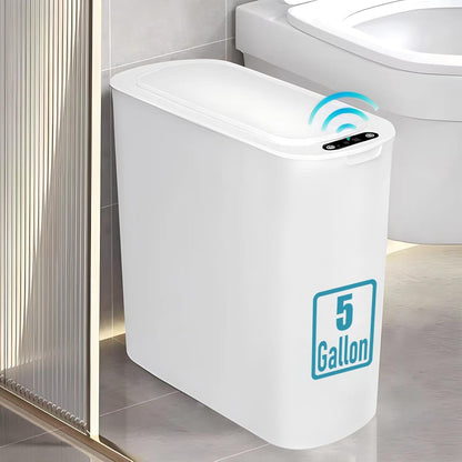 TIPGO 5 Gallon Motion Senor Bathroom Trash Can with Lid, Automatic Garbage Can Touchless, Smart Plastic Waste Basket for Narrow Spaces, Bathroom, Office, Bedroom, Living Room (Black)