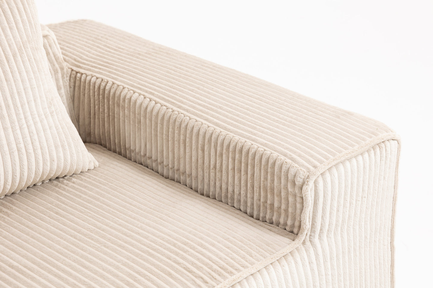 Minimalist Corduroy Sectional Sofa Beige 3-Seat 111