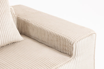 Minimalist Corduroy Sectional Sofa Beige 3-Seat 111