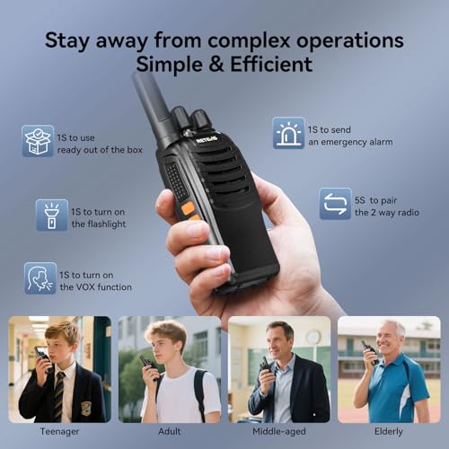 Retevis H-777 2 Way Radios, Walkie Talkies for Adults, Rechargeable Long Range Two Way Radio, Shock Resistant, Short Antenna for Business Education(10 Pack)
