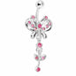 Pink Gem Butterfly Flower Drop Belly Ring