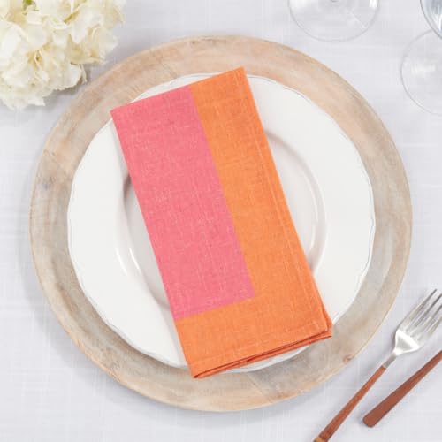 Fennco Styles Color Block Design Linen Blend Table Runner 16" W x 72" L
