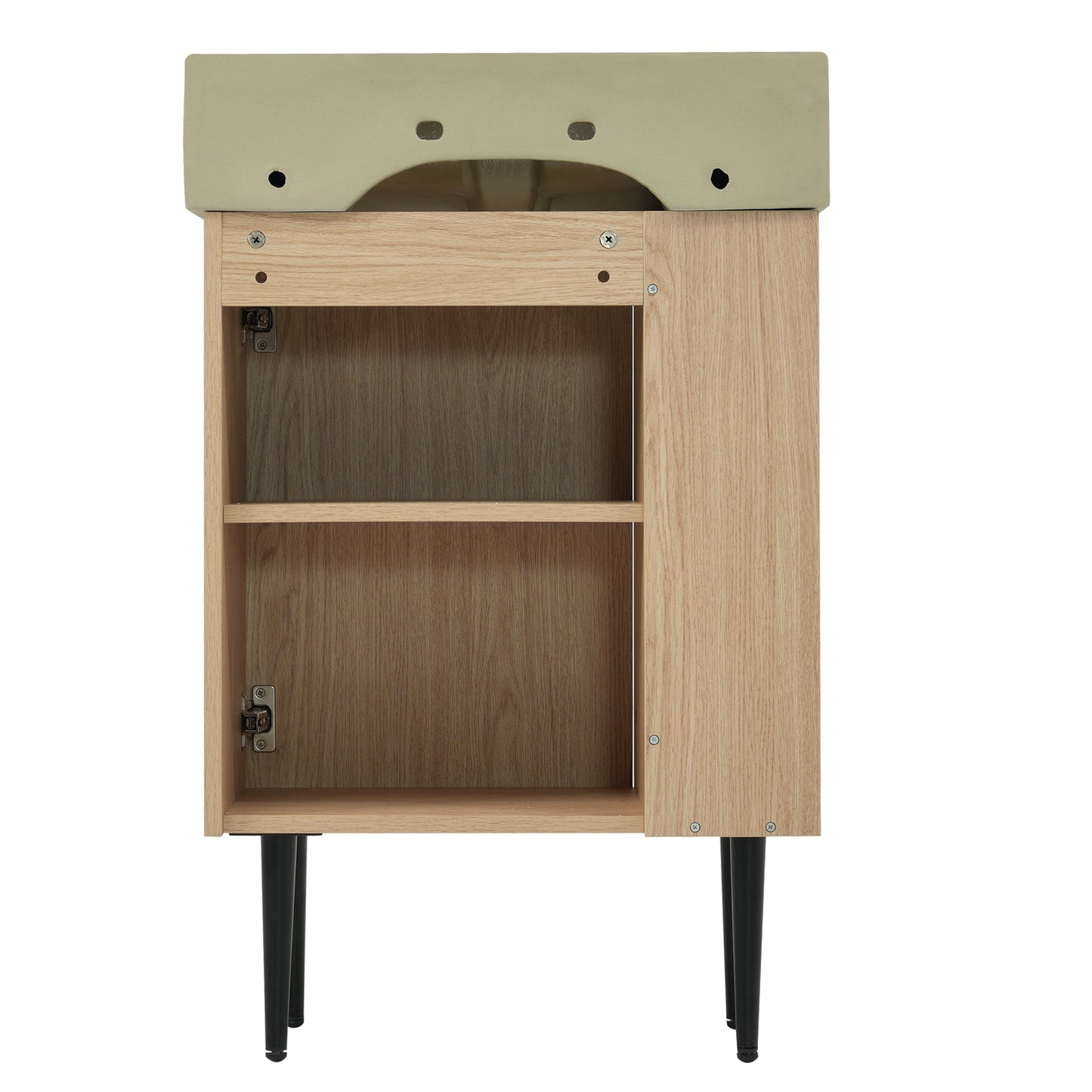 Modern Wood Bathroom Vanity with Ceramic Sink, Left Side Storage, 21.6' W x 1...