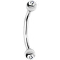 16G 3/8 Clear Gem Internally Threaded Eyebrow Ring
