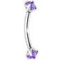 Tanzanite Purple Prong Set Gem Internally Threaded Eyebrow Ring