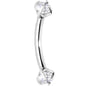 Clear Prong Set Gem Internally Threaded Eyebrow Ring