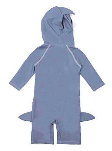 stylesilove Little Boy Shark Costume One-Piece Swimsuit Grey Rash Guard Beachwear Bathing Suit