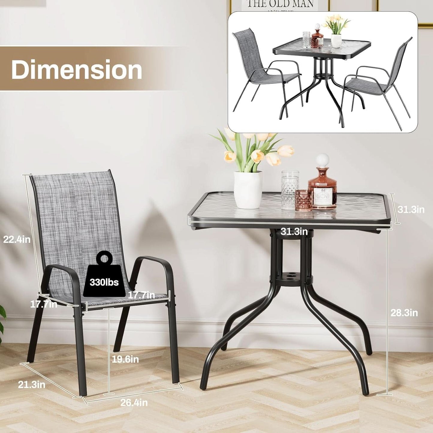 Outdoor Patio Dining Set with Metal Table and Chairs