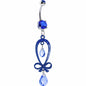 Dazzling Blue Gem Ribbon Dangle Belly Ring