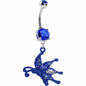 Glittery Blue Butterfly Dangle Belly Ring