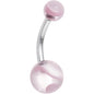 Grade 23 Solid Titanium Pink Acrylic Swirl Belly Ring